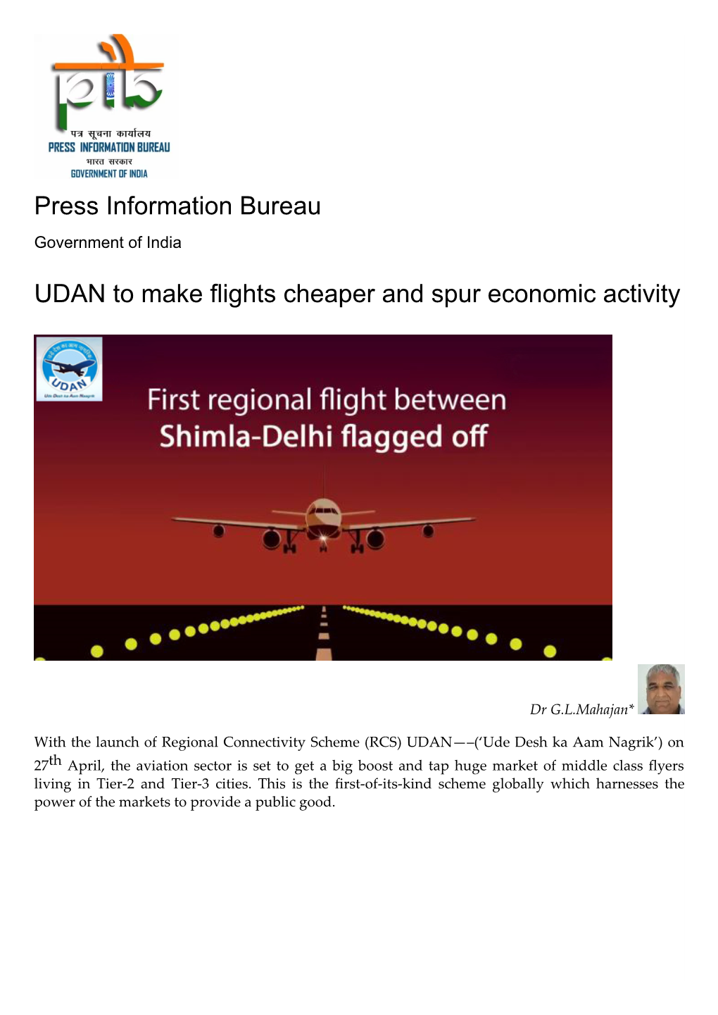 UDAN to Make Flights Cheaper and Spur Economic Activity