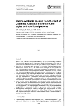 Chemosymbiotic Species from the Gulf of Cadiz