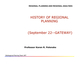 History of Regional Planning