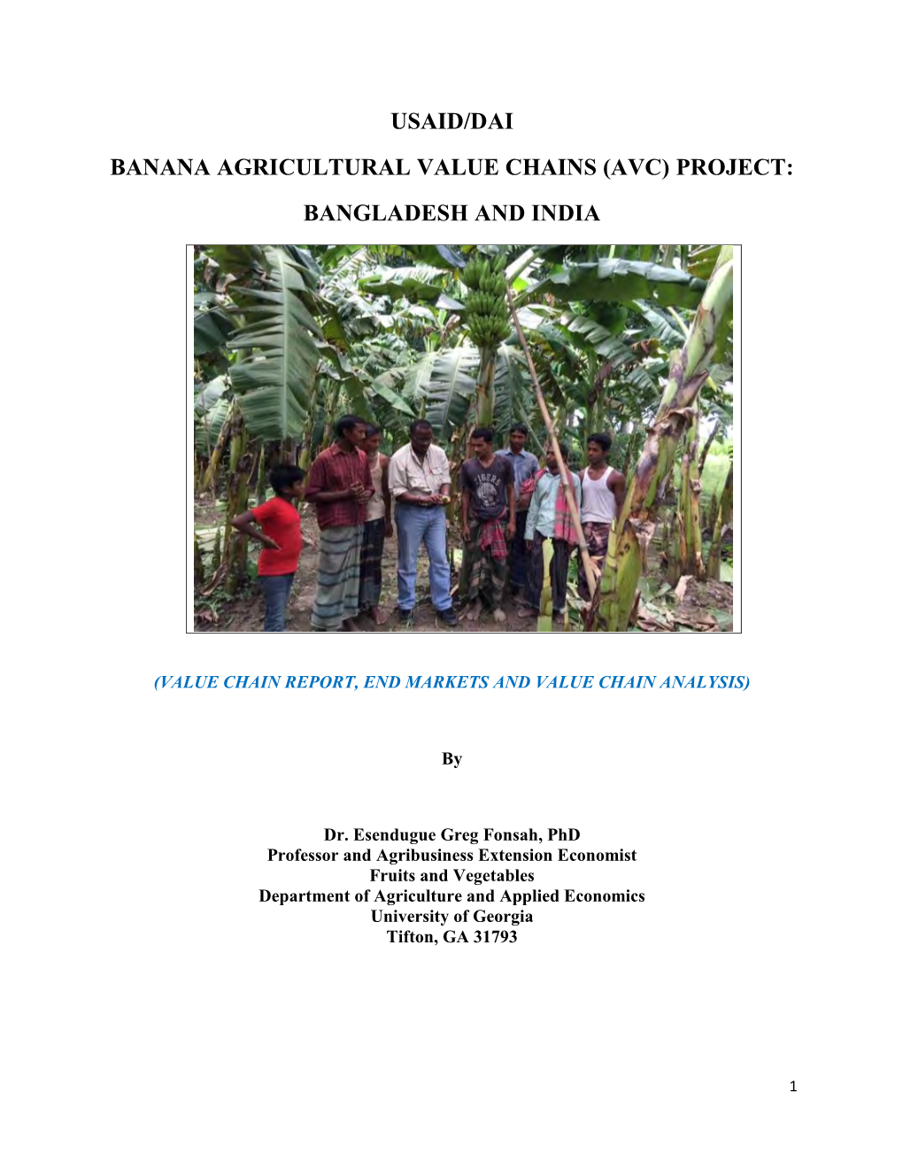 Usaid/Dai Banana Agricultural Value Chains (Avc) Project: Bangladesh and India