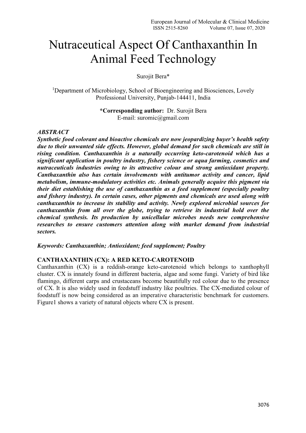 Nutraceutical Aspect of Canthaxanthin in Animal Feed Technology