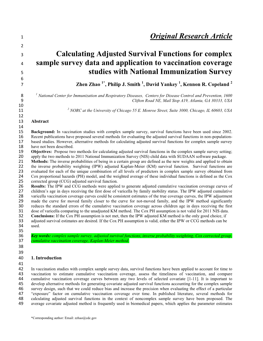 Original Research Article Calculating Adjusted Survival Functions