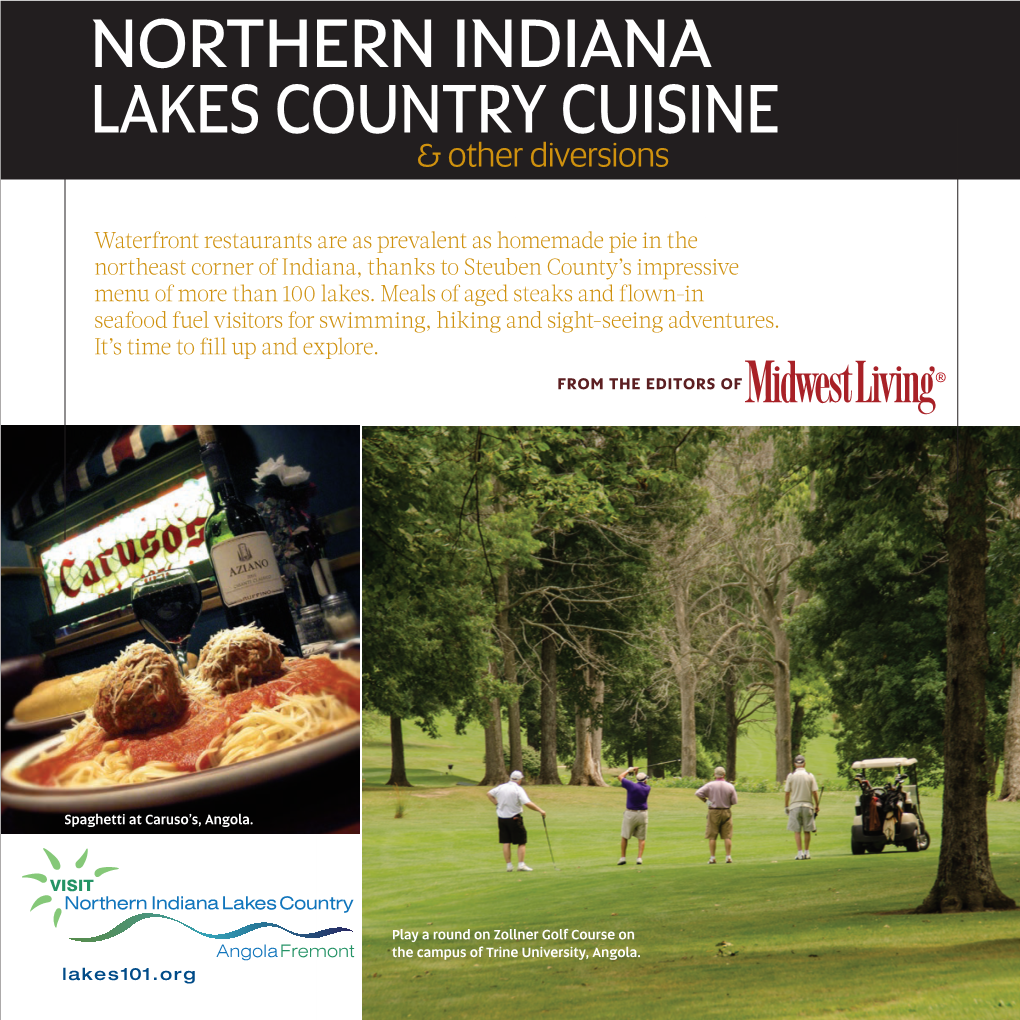NORTHERN INDIANA LAKES COUNTRY CUISINE & Other Diversions