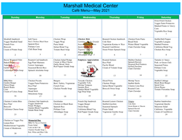 Marshall Medical Center Café Menu—May 2021
