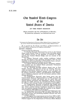 One Hundred Tenth Congress of the United States of America