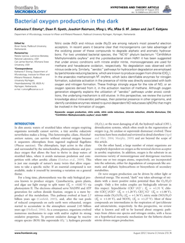 Bacterial Oxygen Production in the Dark