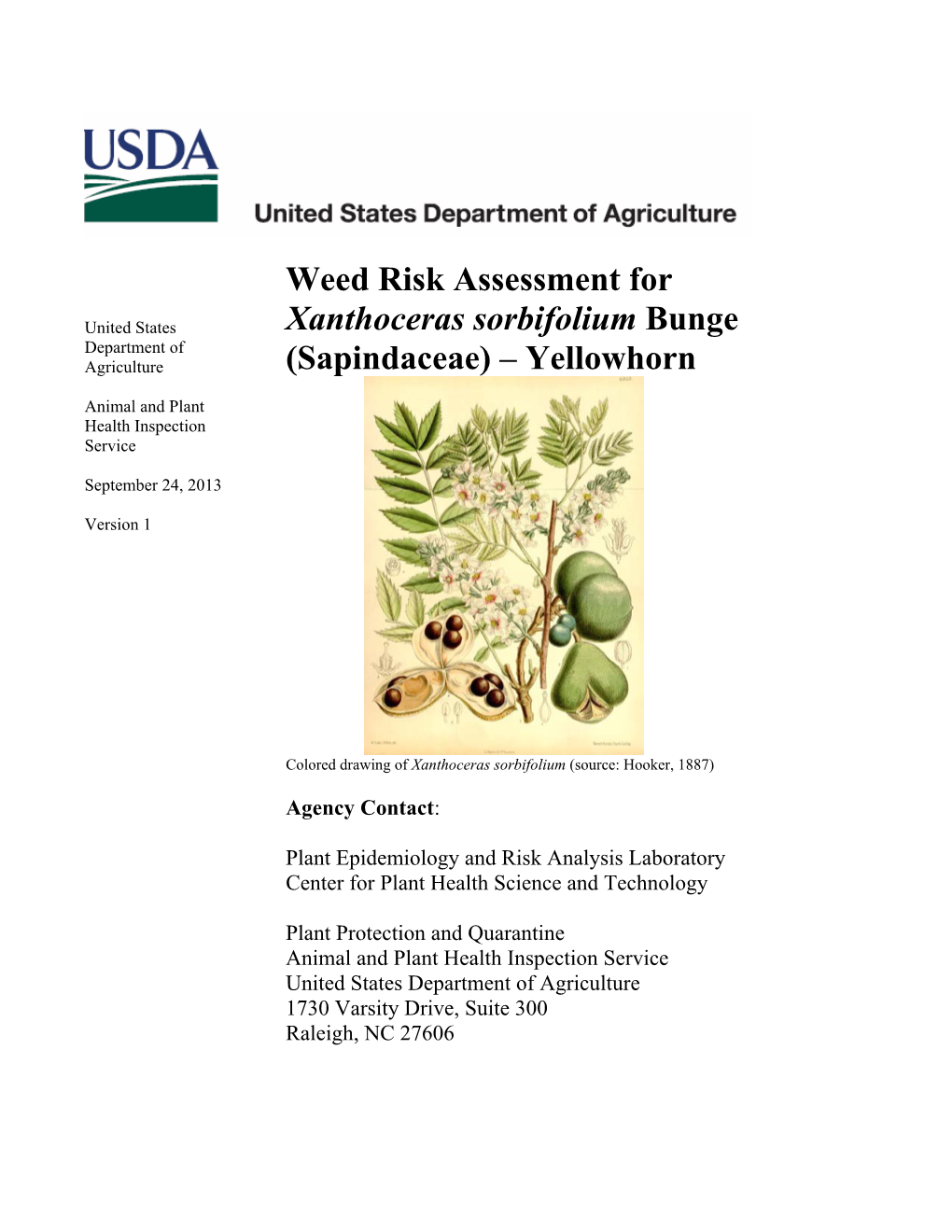 Weed Risk Assessment for Xanthoceras Sorbifolium Bunge (Sapindaceae)