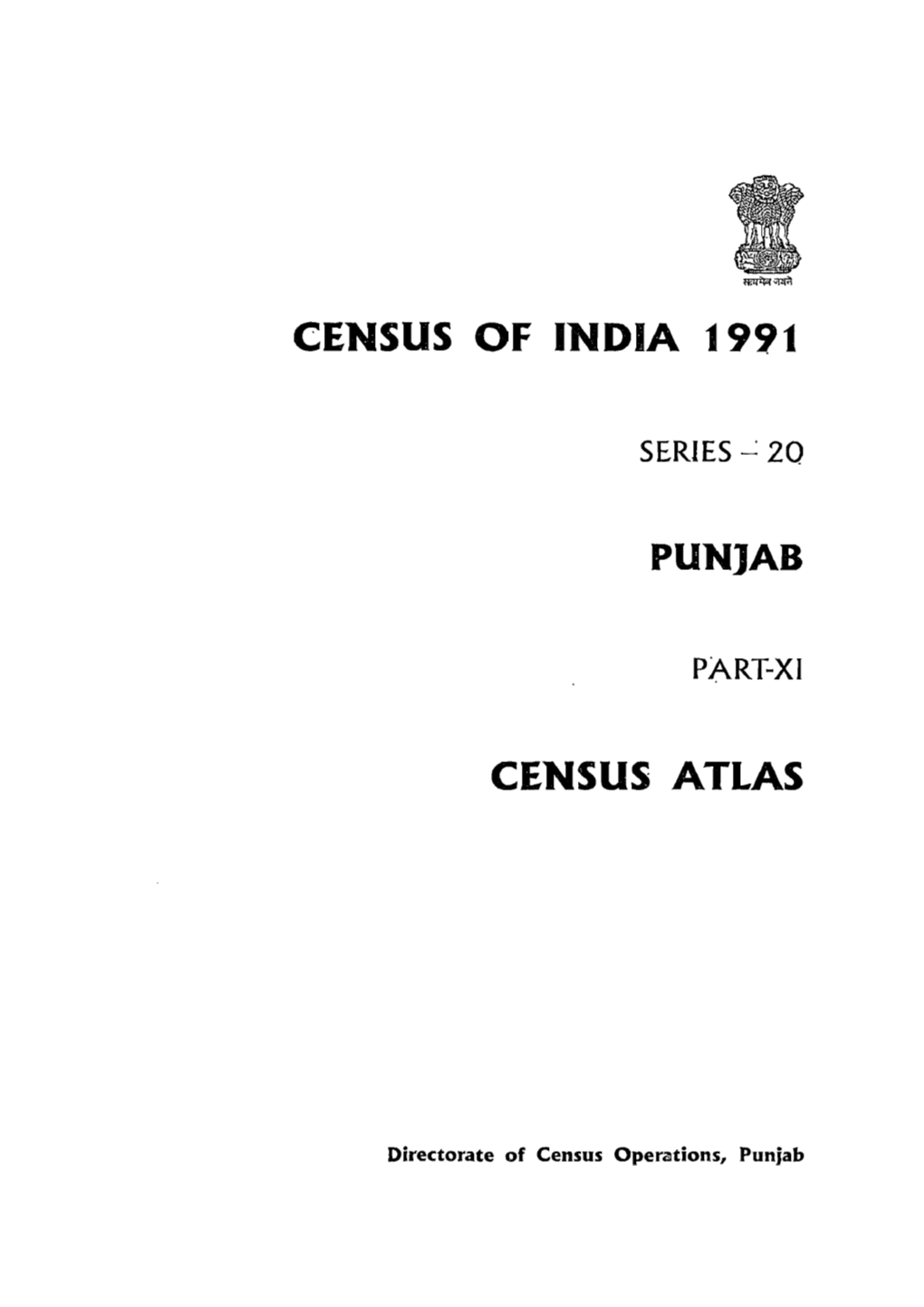 Census Atlas, Part-XI, Series-20, Punjab