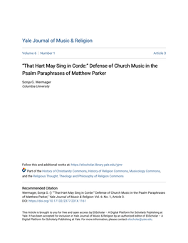 Defense of Church Music in the Psalm Paraphrases of Matthew Parker