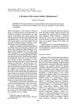 A Revision of the Genus Sadleria (Blechnaceae)L