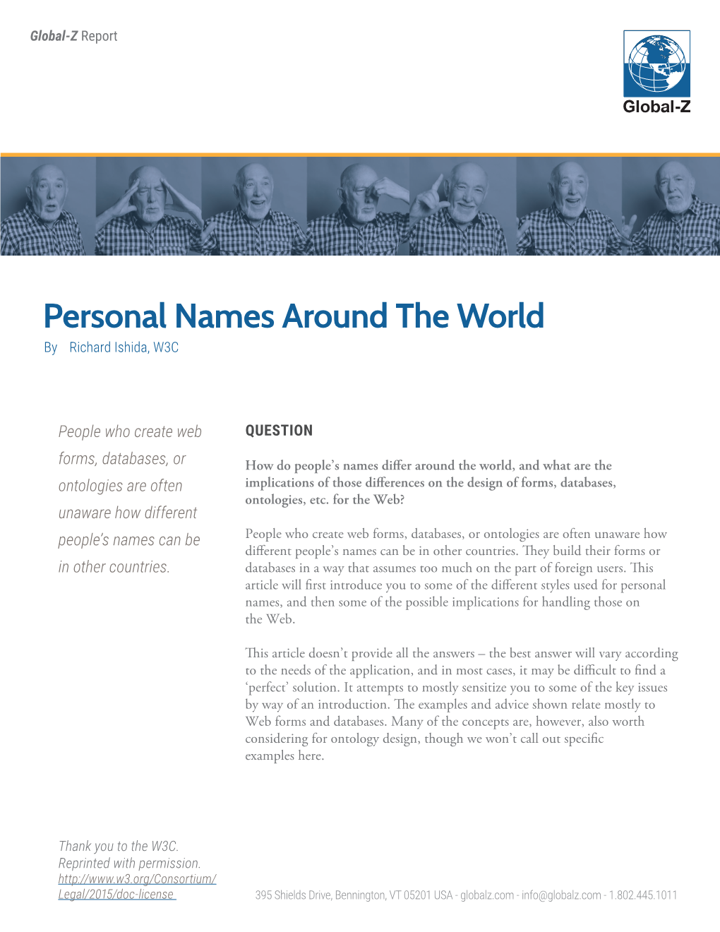 Personal Names Around the World by Richard Ishida, W3C