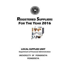 Registered Suppliers for the Year 2016