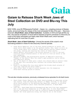 Gaiam to Release Shark Week Jaws of Steel Collection on DVD and Blu-Ray This July