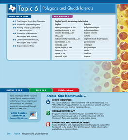 Topic 6 Polygons and Quadrilaterals