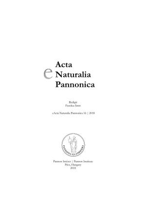 E-Acta Natuarlia Pannonica