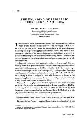 The Founding of Pediatric Neurology in America