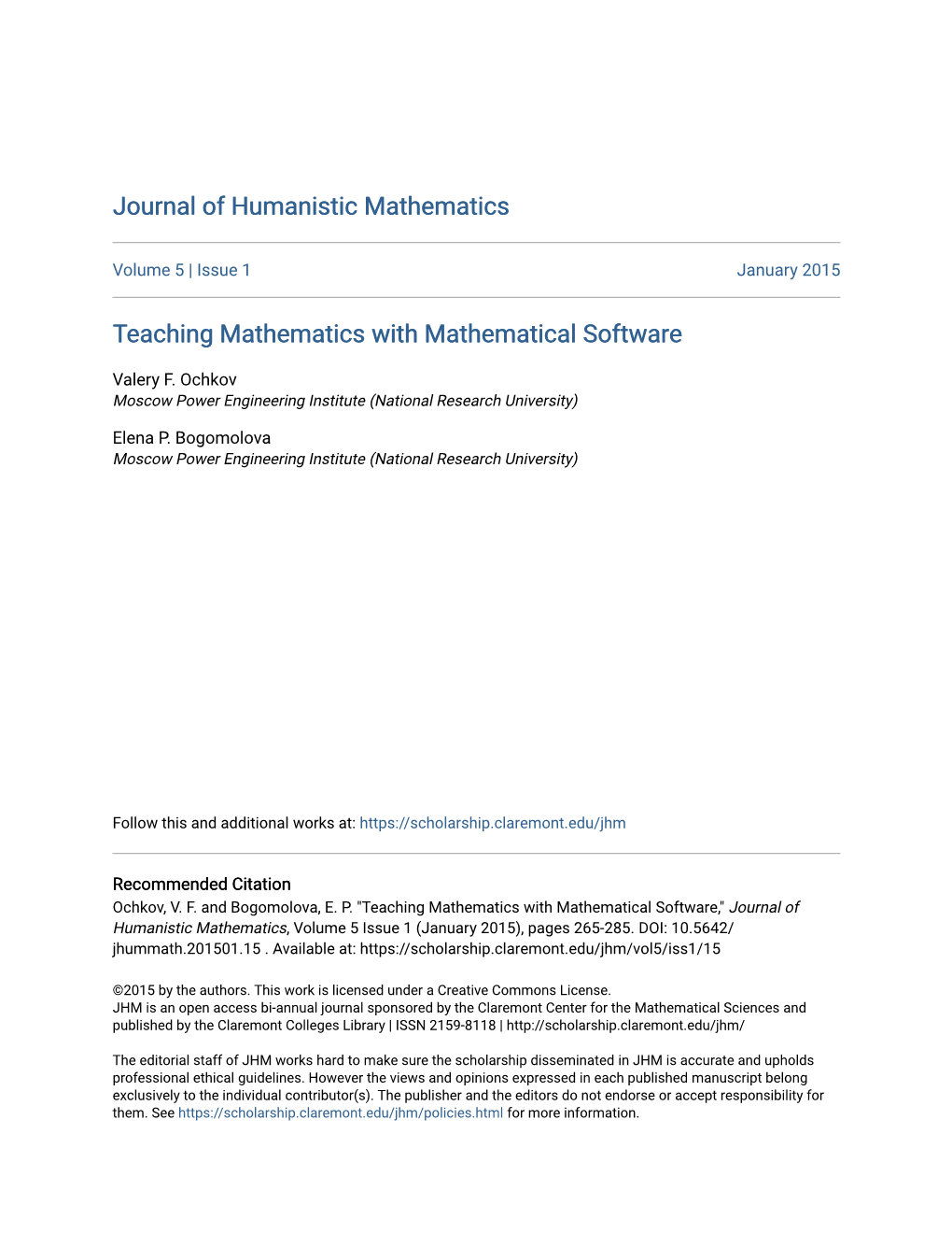 Teaching Mathematics with Mathematical Software