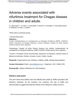 Adverse Events Associated with Nifurtimox Treatment for Chagas Disease in Children and Adults