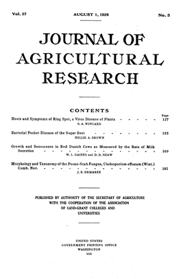 JOURNAL of Agriculturalv RESEARCH
