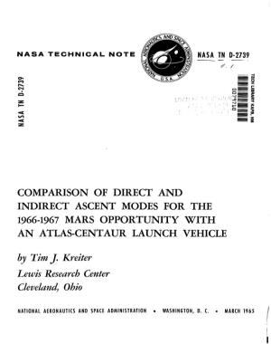 COMPARISON of DIRECT and INDIRECT ASCENT MODES for the 1966-1967 MARS OPPORTUNITY with an ATLAS-CENTAUR LAUNCH VEHICLE by Tim J