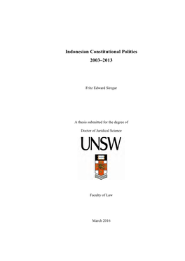 Indonesian Constitutional Politics 2003–2013