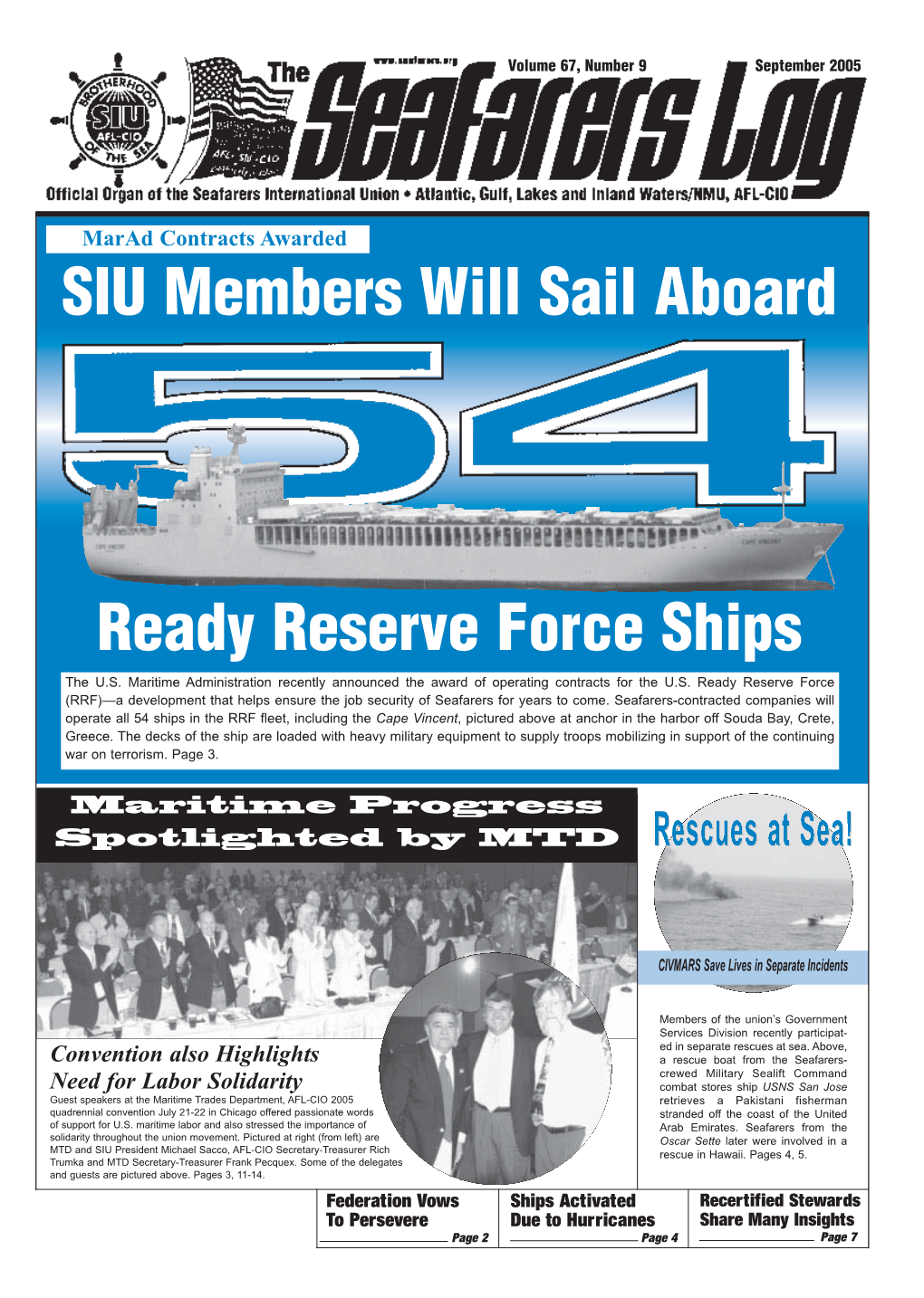 SIU Members Will Sail Aboard Ready Reserve Force Ships