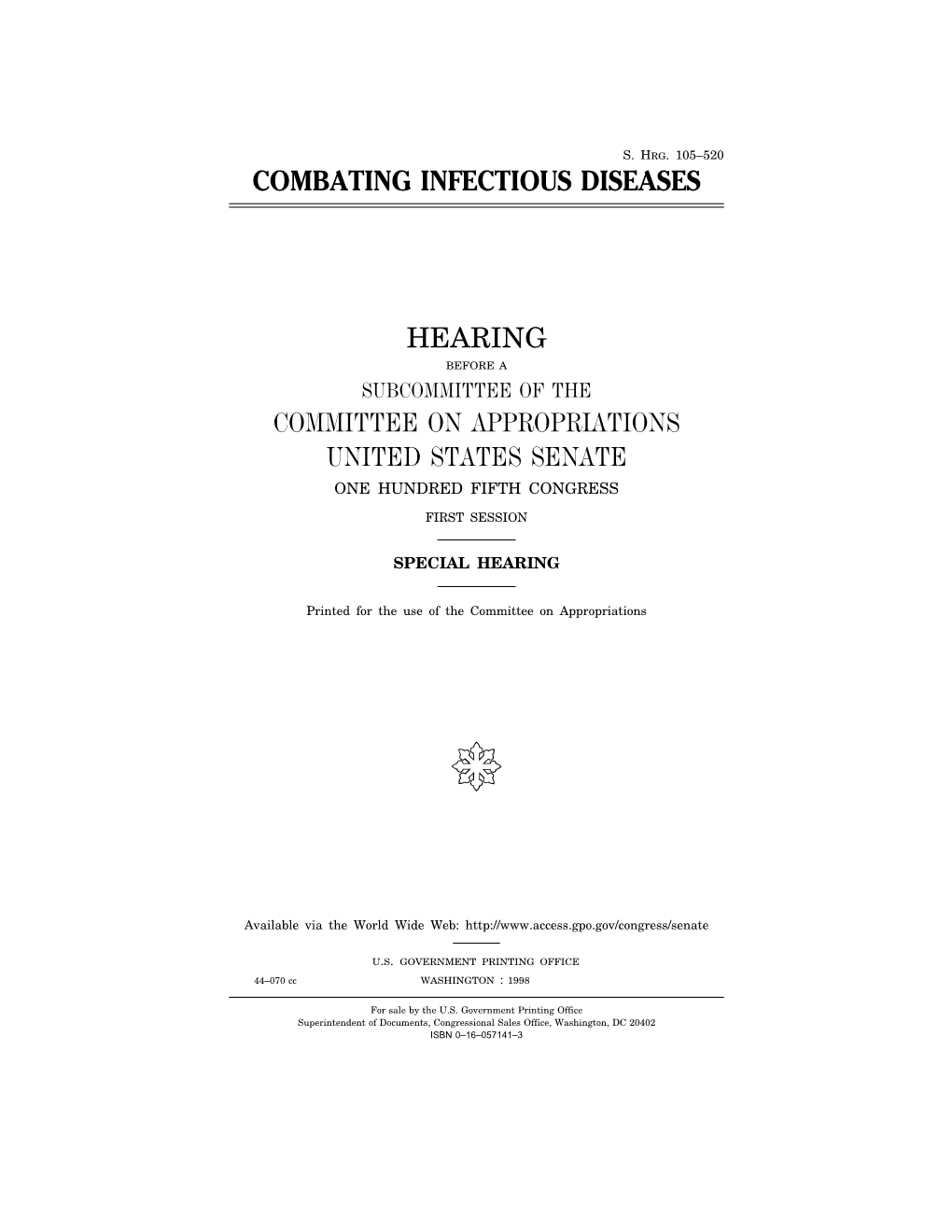 Combating Infectious Diseases Hearing Committee