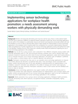 Implementing Sensor Technology Applications for Workplace Health