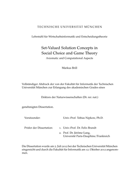 Set-Valued Solution Concepts in Social Choice and Game Theory Axiomatic and Computational Aspects
