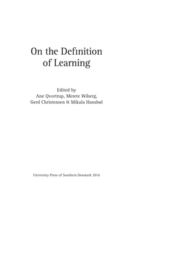 On the Definition of Learning