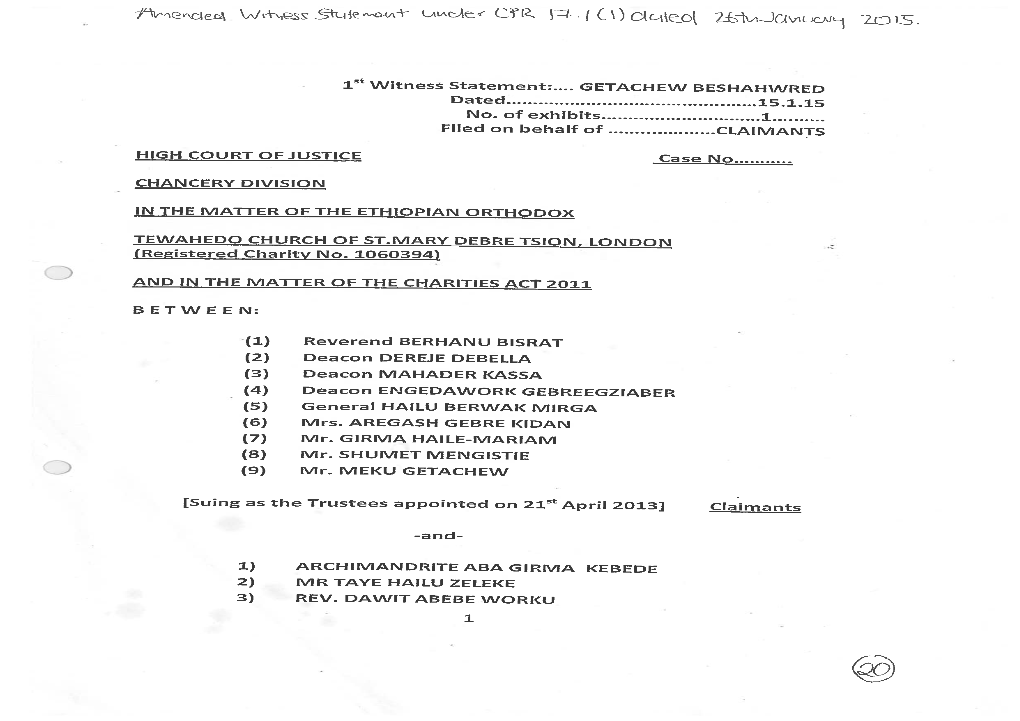 Witness Statement on Their Behalf to Describe the Various Trust Documents, the Background to the Present