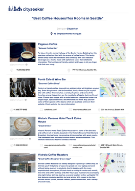 Best Coffee Houses/Tea Rooms in Seattle"