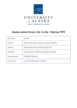 Alaska Justice Forum 14(1), Spring 1997