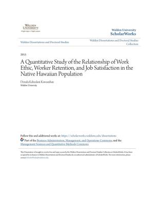 A Quantitative Study of the Relationship of Work Ethic, Worker
