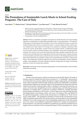 The Promotions of Sustainable Lunch Meals in School Feeding Programs: the Case of Italy
