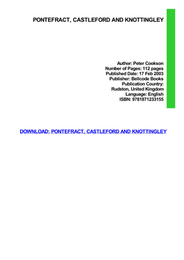 Pontefract, Castleford and Knottingley Pdf Free Download