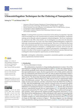 Ultracentrifugation Techniques for the Ordering of Nanoparticles