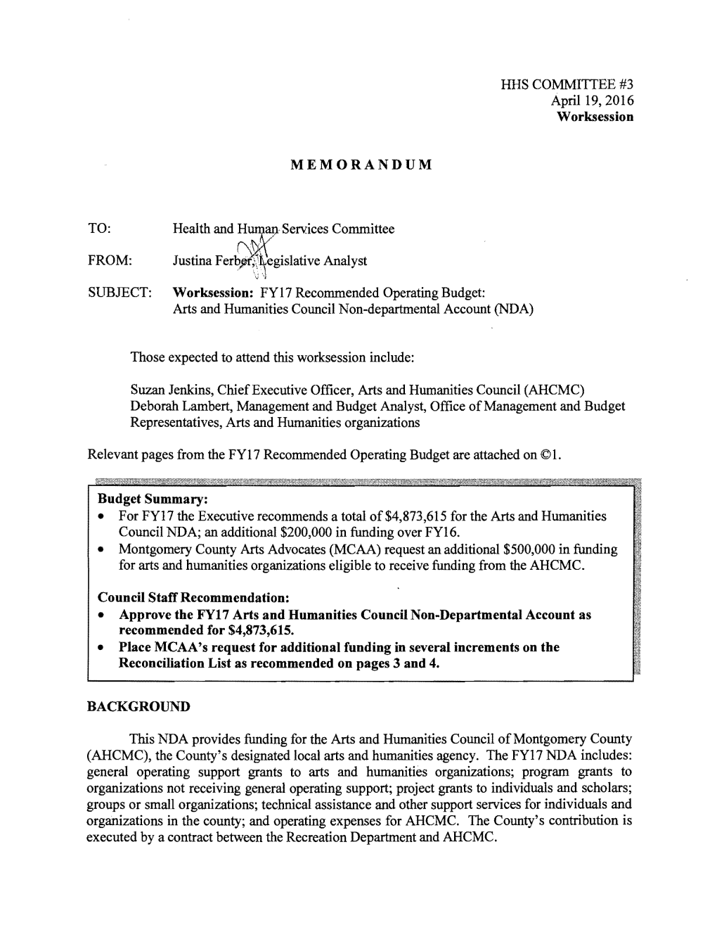 Arts and Humanities Council Non-Departmental Account (NDA)