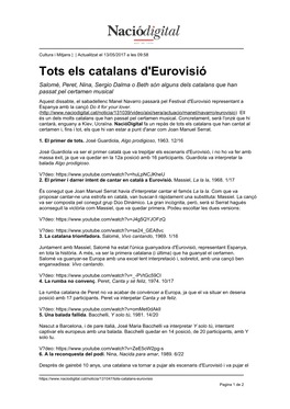 Tots Els Catalans D'eurovisió
