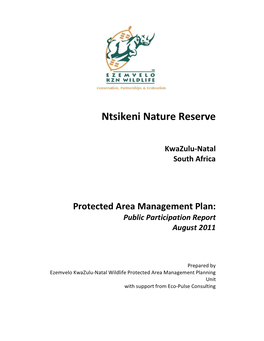 Ntsikeni Management Plan Public Participation Process