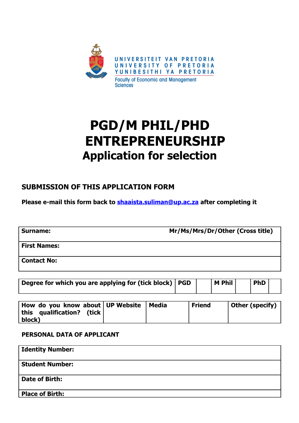 M Phil/Phd Entrepreneurship