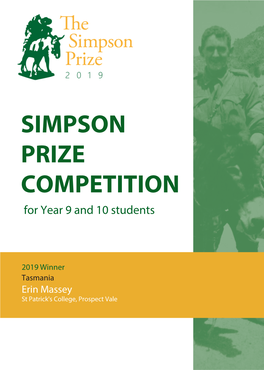 SIMPSON PRIZE COMPETITION for Year 9 and 10 Students