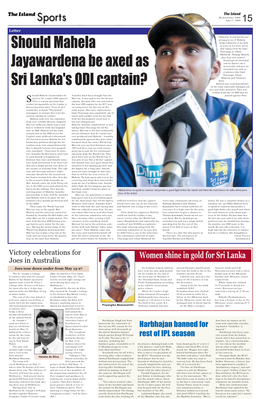 Should Mahela Jayawardena Be Axed As Sri Lanka's ODI Captain?