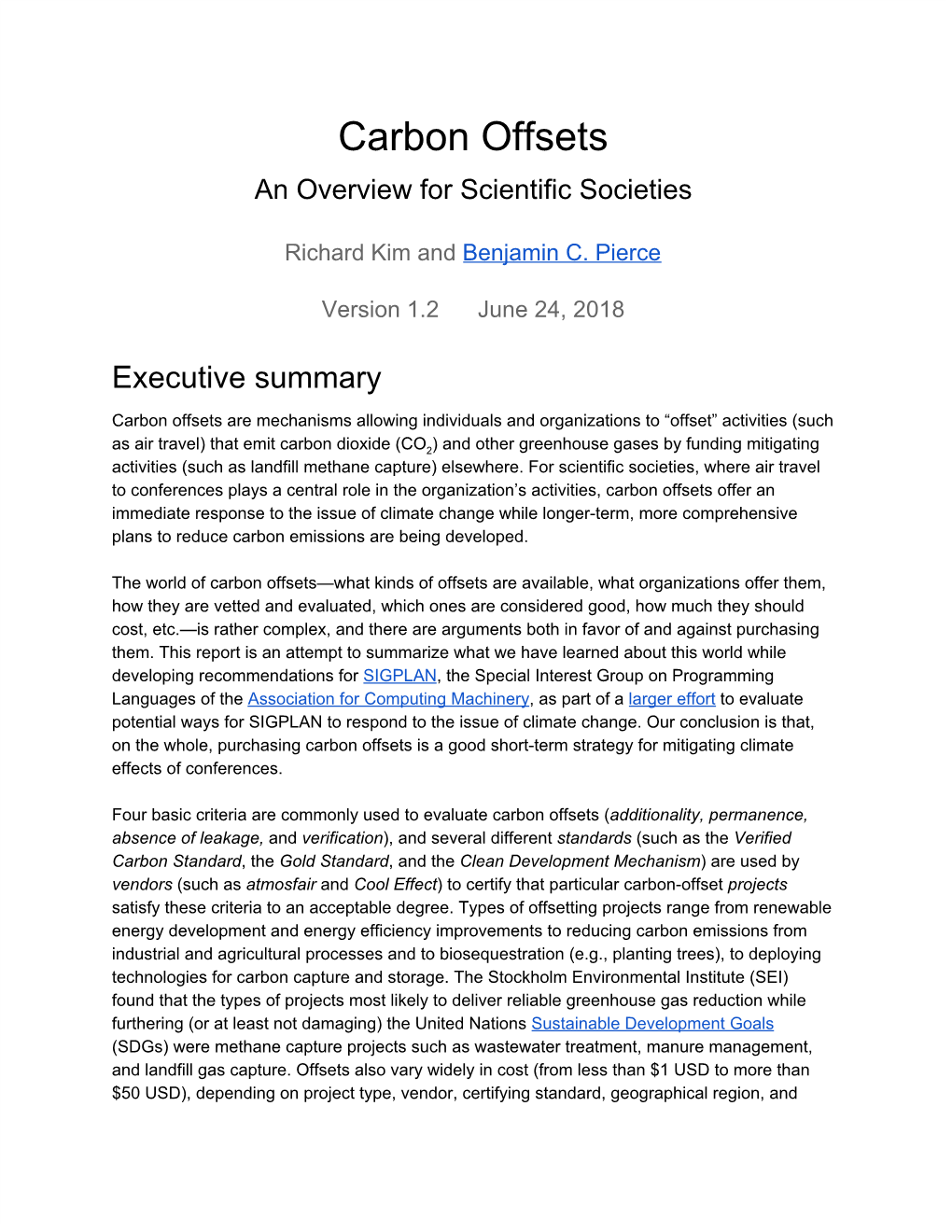 Carbon Offsets an Overview for Scientific Societies