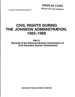 Civil Rights During the Johnson Administration, 1963-1969