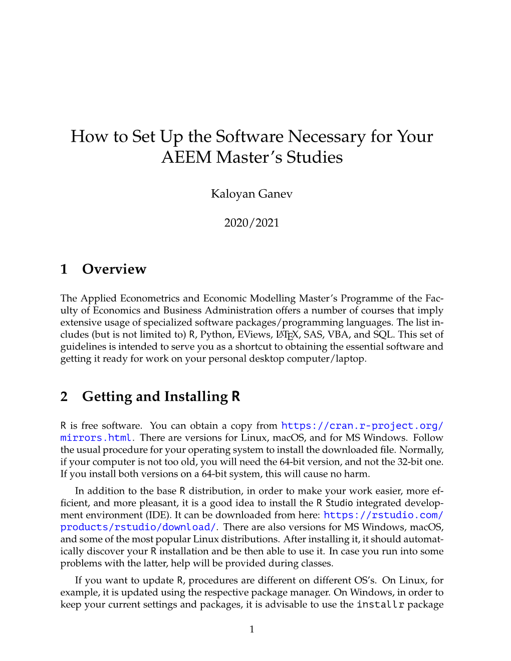 How to Set up the Software Necessary for Your AEEM Master's