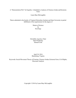 A “Demonstration Plot” for Equality: a Qualitative Analysis of Clarence Jordan and Koinonia Farm