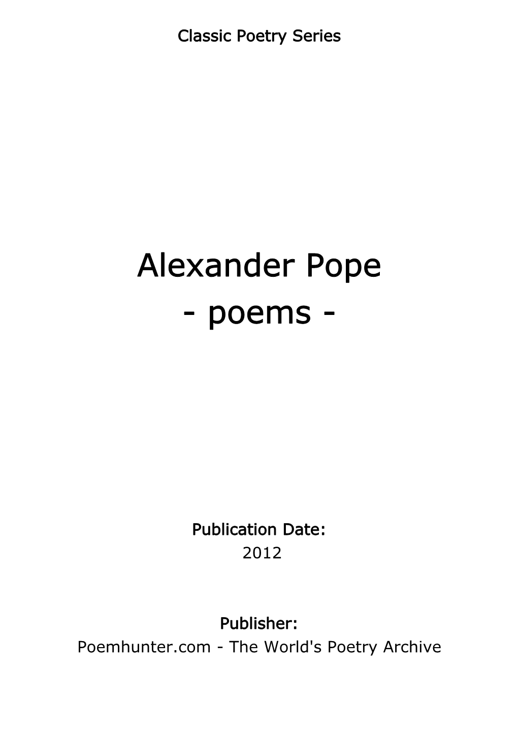 Alexander Pope - Poems