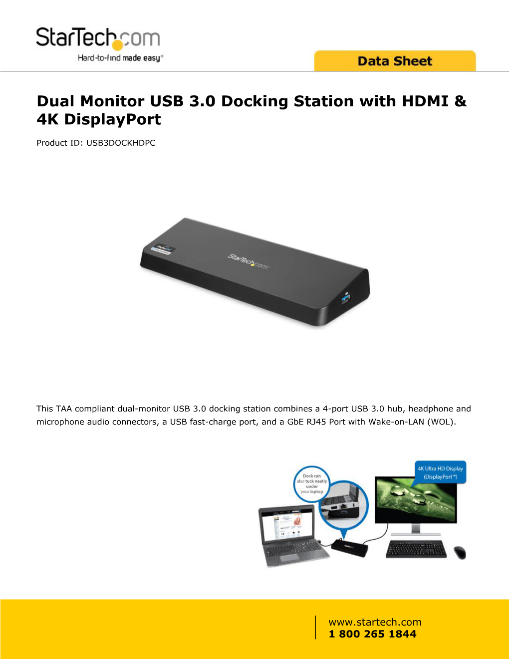 Dual Monitor USB 3.0 Docking Station with HDMI & 4K Displayport
