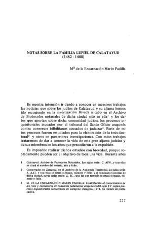 Notas Sobre La Familia Lupiel De Calatayud (1482 - 1488)